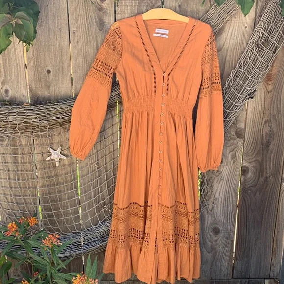 Urban Outfitters | Dresses | Urban Outfitters Pumpkin Colored Lightweight  Cotton Midi Length Dress | Poshmark